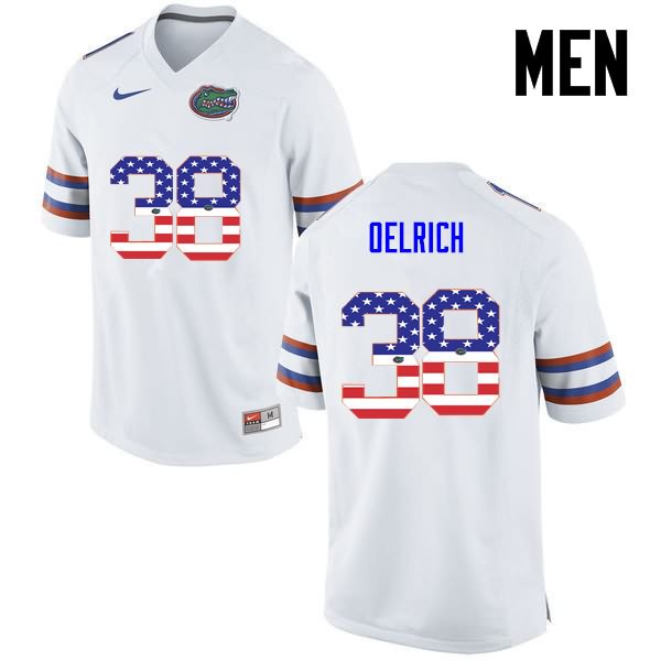 NCAA Florida Gators Nick Oelrich Men's #38 USA Flag Fashion Nike White Stitched Authentic College Football Jersey JKB6664UX
